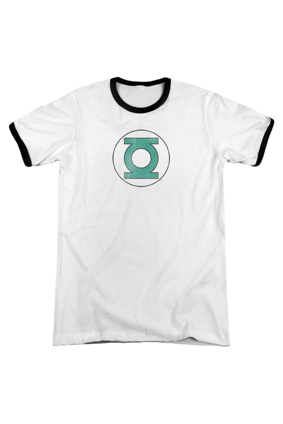 Dc - Green Lantern Distressed - Heather Ringer Short Sleeve Shirt - Medium