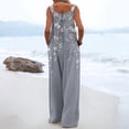 thumbnail image 5 of Women's Summer Overalls Jumpsuits Boho Sleeveless Wide Leg Romper with Pockets Gray M, 5 of 5