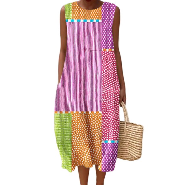 Vestido largo Akivide para mujer, estampado floral bohemio de verano con bolsillos