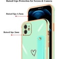 thumbnail image 4 of Compatible with iPhone 12 Case 6.1” Thin for Women Girls,Soft TPU Plating Bumper Wristband Holder Camera Lens Protection Phone Case Slim Shockproof Love Heart Cute Case Cover(Light Green), 4 of 7