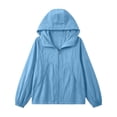 thumbnail image 4 of MORESEC Women's Plus Size Summer Fall Windbreaker Jackets Solid Casual Loose Thin Outerwear Lightweight Travel Beach Tops, Light Blue 2XL, 4 of 9