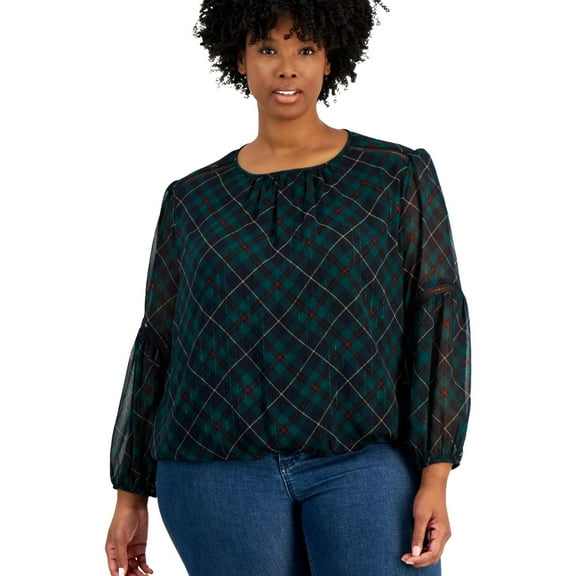 Tommy Hilfiger Womens Light Weight Bubble Top Tunic Blouse, Multicoloured, Plus Size, 3X