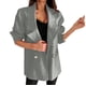 thumbnail image 1 of Gibobby Blazer de mujer Blazer de algodón para mujer manga larga holgada casual chamarra(Gris,XL), 1 of 5