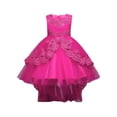 thumbnail image 5 of Girls Round Neck Sleeveless Princess Dress, Flower Girl Wedding Gown with Beaded Tulle Puffy Skirt, Junior Bridesmaid Party Dress for Birthday and Pageant, Age 3-14Y Hot Pink 110, 5 of 7