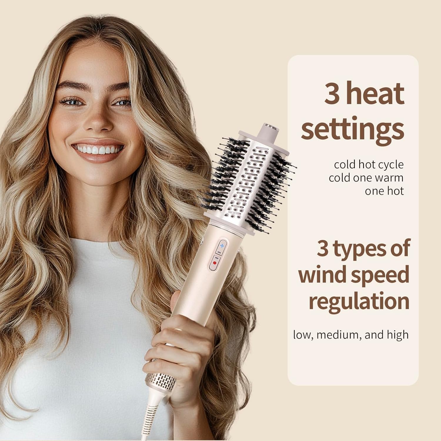 5 in Multifunctional Styling Hair Dryer Brush, 11000RPM Motor with Negative ion tech. Includes auto Curler, Paddle Brush, Oval Brush, Concentrator Nozzle, and Heat-Resistant Glove
