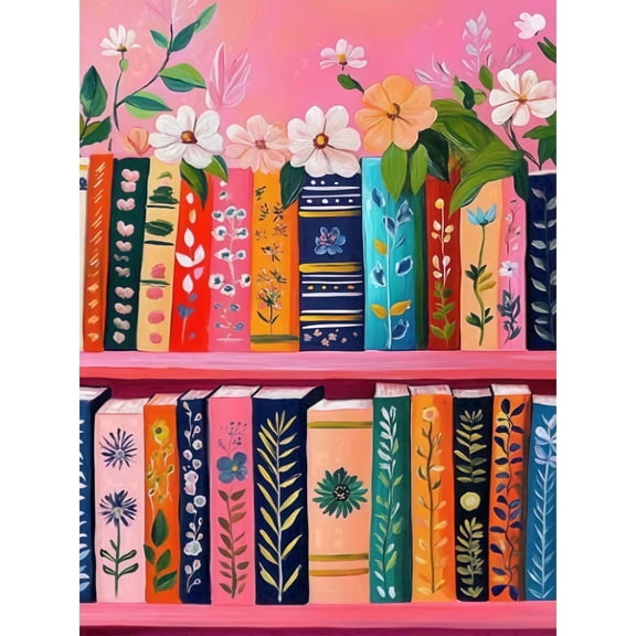BYGFHLYW Diamond Painting Kits,Bookshelf Art Craft Diamond art Kits for Adults,Full Round Dril Home Wall Decor.