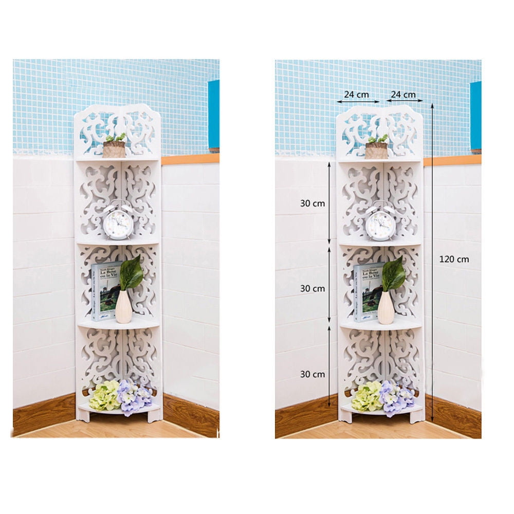 Ktaxon 4 Tiers WoodPlastic Composites Corner Shelves, White Free