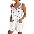 thumbnail image 3 of QATAINLAV Fourth of July Romper, USA Flag Patriotic Overalls Womens Casual 2025 Summer Vacation Beach Outfit Comfy Linen Going Out Sports Overall with Pockets Multicolor M, 3 of 6
