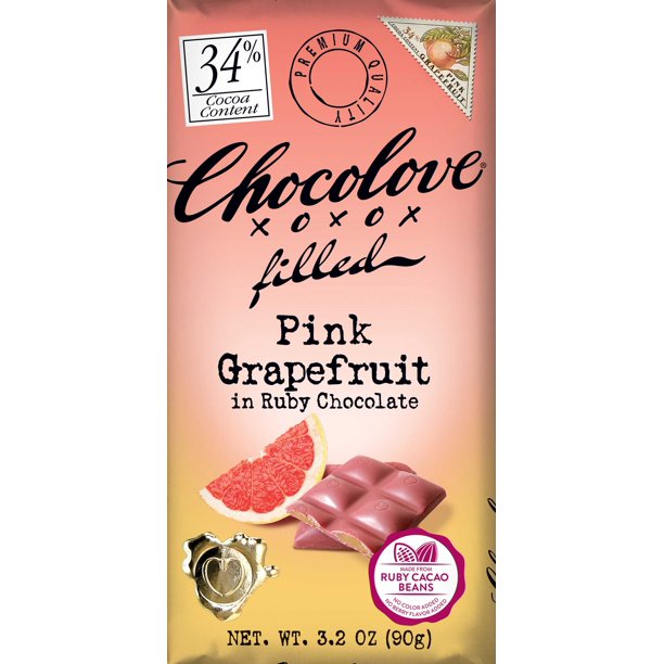 Chocolove Xoxox Grapefruit Filled Ruby Chocolate Bar, 3.2 Ounce 10