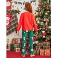 thumbnail image 4 of Oudiya Girls Christmas Pajamas Set Holiday Pjs for Kids Santa Long Sleeve Sleepwear, 4-13Y, 4 of 6