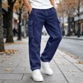 thumbnail image 2 of WDWYY Boys Pull On Cargo Pants Elastic Waist Straight Leg Relaxed Fit Durable Casual Pants with Multi Pockets Blue 5-6Y, 2 of 6