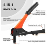 ValueMax 4-in-1 Hand Riveter Rivet Gun, 200 Rivets, Interchangeable ...