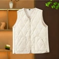 thumbnail image 3 of Womens Lightweight Quilted Puffer Vests Padded Zip up Sleeveless Jacket Oversized Waistcoat Outerwear with Pockets New White 5XL, 3 of 4