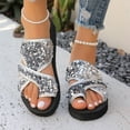 thumbnail image 3 of THDHVS Womens Wedge Sandals,Wedge Sandals for Women,Women Basic Plain Slippers Slip Sandals Slides Casual Peep Toe Beach Silver 5.5, 3 of 7