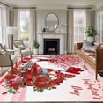 thumbnail image 2 of Red Valentine's Day Large Area Rugs for Bedroom Living Room, Soft Non Slip Carpet Bedside Rug, Love Heart Roses Gnomes Romantic Rectangular Floor Cover Kitchen Accent Rug 5'x8' for Dining Room/Office, 2 of 9