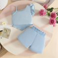 thumbnail image 6 of TOWED22 Baby Toddler Girl Adorable Summer Sets 2 Piece Sleeveless Tank Shirts and Shorts Sweet Casual Clothes(Sky Blue,6-9 M), 6 of 9