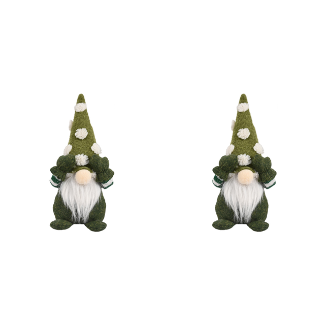 2uds. Adorno de enano de Navidad, sombrero de copo de nieve, estatua linda para mesa de pared (verde)