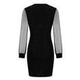 thumbnail image 5 of Diufon Womens Sequin Dresses Half Zipper V Neck Long Sleeve Dress Solid Color Mini Dress, 5 of 6