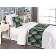 thumbnail image 2 of Tropical Bed Runner Set, Wild Jungle Vibes Tiger and Chameleon on Branches Exotic Greenery Leaves, Decorative Bedding Scarf & a Pillow Sham for Hotels Homes, Twin, Salmon Peacock Green, by Ambesonne, 2 of 3