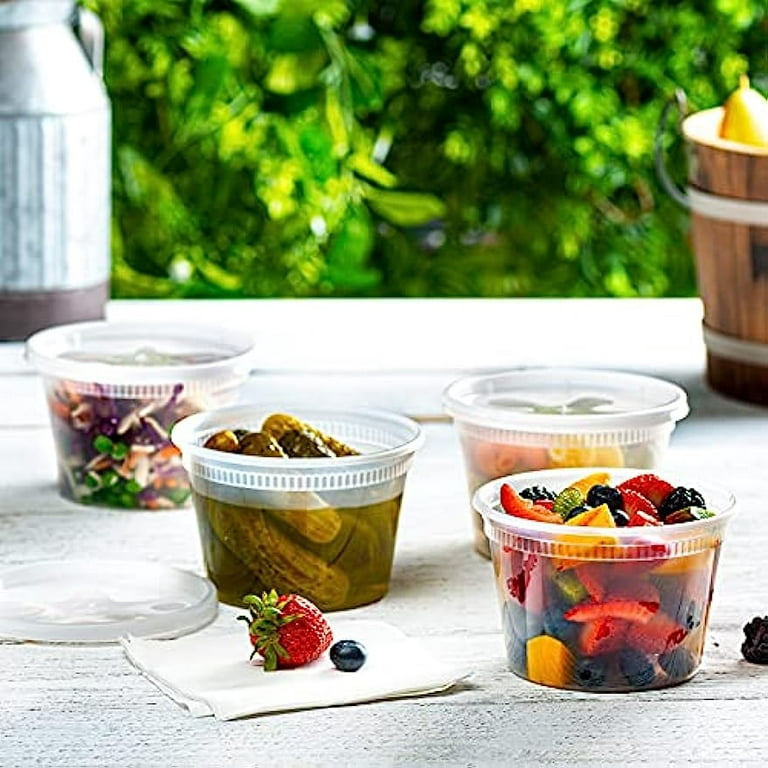Varied Sets] 16 Oz. Plastic Deli Disposable Food Storage Containers with  Airtight Lids 