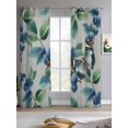 thumbnail image 2 of Blueberry Spring Leaves Sheer Curtains 63 Inch Length 2 Panels Set for Living Room/Bedroom, Grey Botanical Branches Kitchen Curtains Grommet Semi-Sheer Curtains Drapes Window Treatments 42"x63"x2, 2 of 7