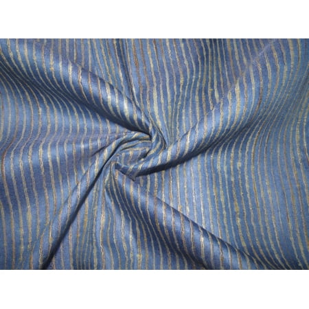 Art Tussar Silk x Gicha Blue with Gold Stripes 44quot; wide [11146]