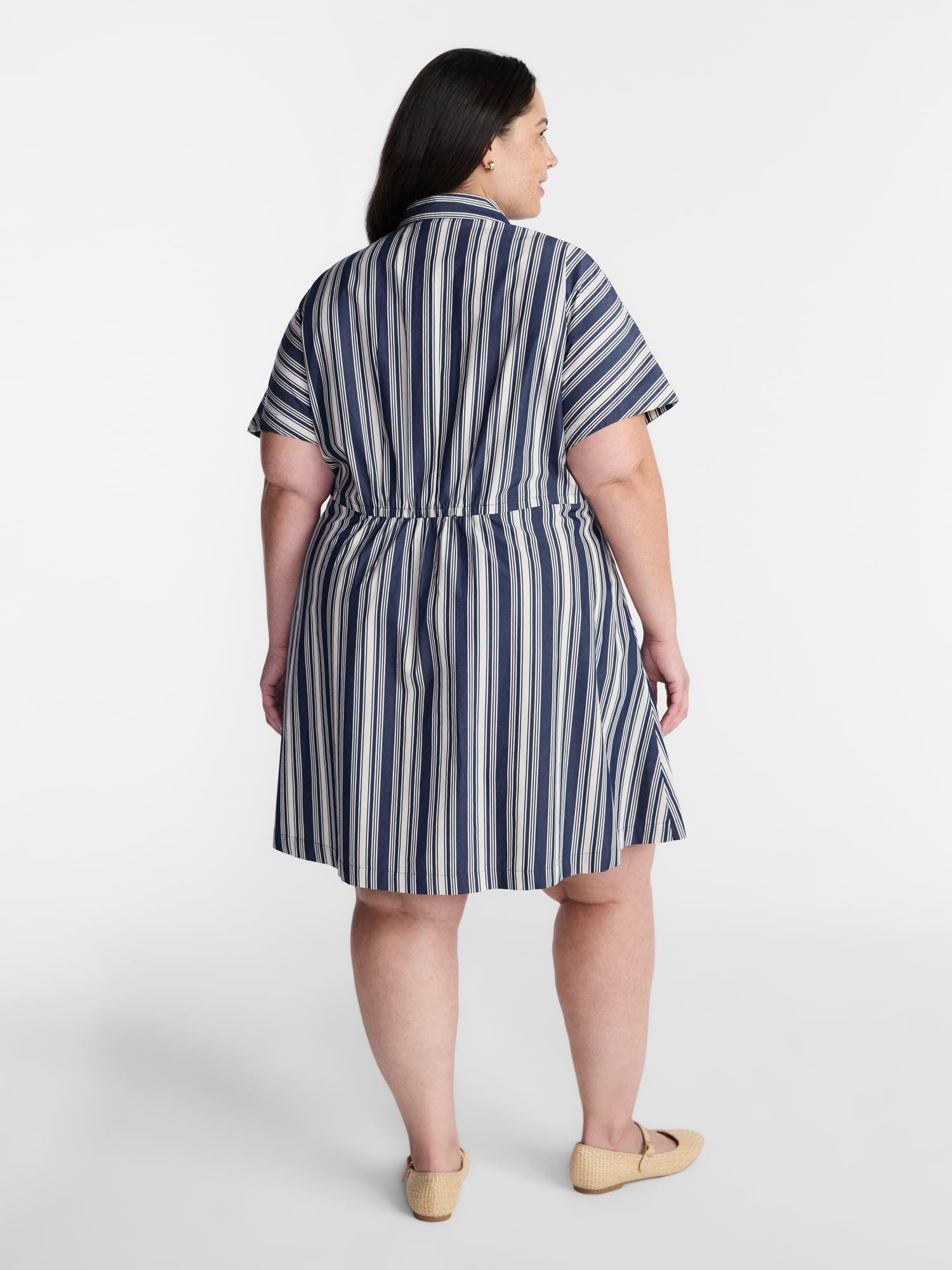Terra & Sky Women's Plus Mini Fit And Flare Shirt Dress , Sizes 0X-5X