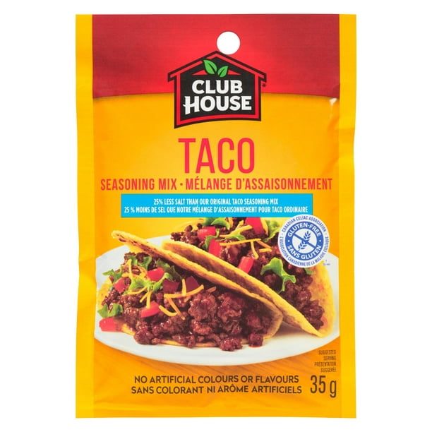 Club House, mélange pour sauce sèche / assaisonnement / marinade, taco, moins de sel 35 g