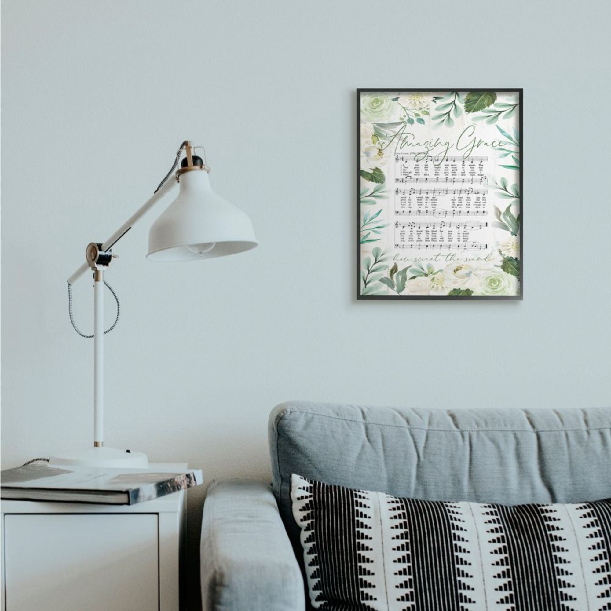 Stupell Industries Amazing Grace Sheet Music Green Floral Border Design by Jennifer Pugh