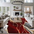 thumbnail image 4 of Red Marble Large Area Rugs for Bedroom Living Room, Soft Non Slip Carpet Bedside Rug, Grey Gold Texture Vintage Farmhouse Art Rectangular Floor Cover Kitchen Accent Rug 5'x7' for Dining Room/Office, 4 of 9