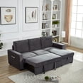 thumbnail image 4 of Hybition Modern L-Shaped Sectional Sofa Velvet Sofabed with Storage Chaise Gray, 4 of 7