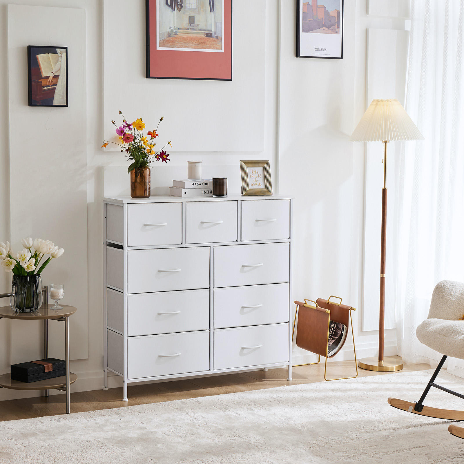 edx 9-Drawer Fabric Storage Dresser, White photo 7