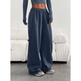 thumbnail image 2 of Women's Elastic Waist Straight Leg Pants with Side Pockets - Loose Fit, Solid Color Bottoms for Casual Wear, 2 of 6
