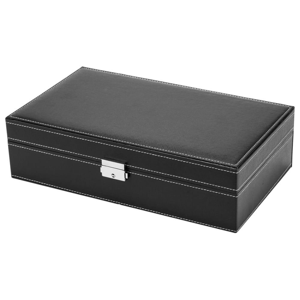 Lowestbest 8 Slots Jewelry Box, Watch Organizer Storage Case with Lock and Mirror for Men Women, Black Lowestbest 8 Slots Jewelry Box, Watch Organizer Storage Case with Lock and Mirror for Men Women, Black