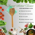 thumbnail image 3 of Teak Wooden Spatula for Cooking – Natural Non-Stick, Handcrafted Kitchen Utensils with Round Slotted Turner, Comfort Grip & Microfiber Cloth, 3 of 5