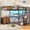 Rustic Brown, variant on Full Size Loft Bed Frame with L Shaped Desk, Metal Loft Bed with 6 Fabric Drawers, Coat Rack, Power Outlets, LED Lights, and Storage Stairs, Saving Space, Rustic Brown