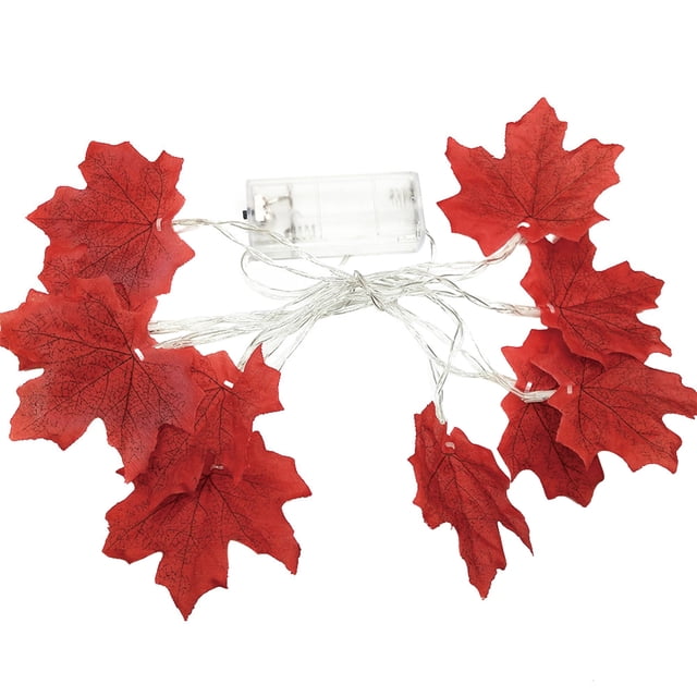 1.5M 10LED Lighted Fall Autumn Maple Leaves Garland Halloween Decoration