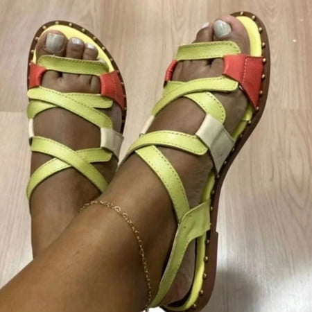 

Tejiojio Womens Sandals Clearance Ladies Shoes Casual Womens Shoes Roman Flat Open Toe
