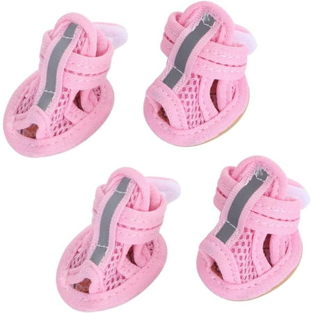 Dog Sandal 4pcs Gloves Pink Summer Sneakers Blue Sandals for Hot Dog Boots& Paw Protectors Dog Birthday Hat Puppy Dog Paw Puppy Shoes Mesh Shoes Breathable Pink Blue Boots Pet