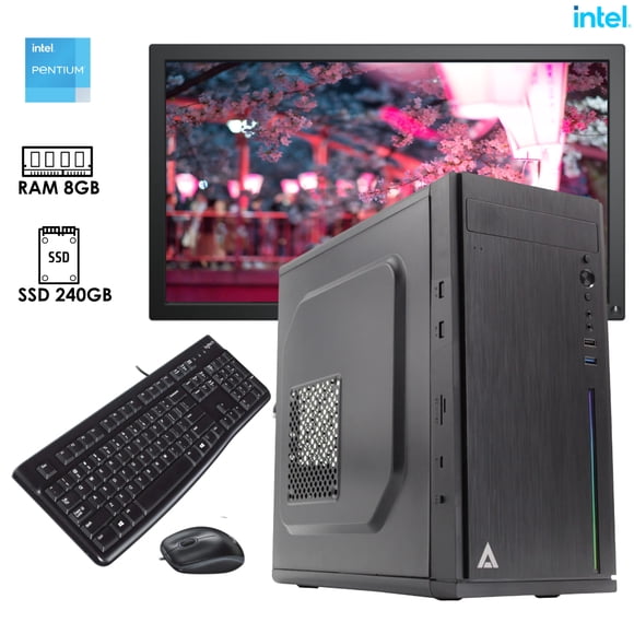 Computadora Desktop Gold G6405 Intel RAM 8GB SSD 240GB monitor 19.5"