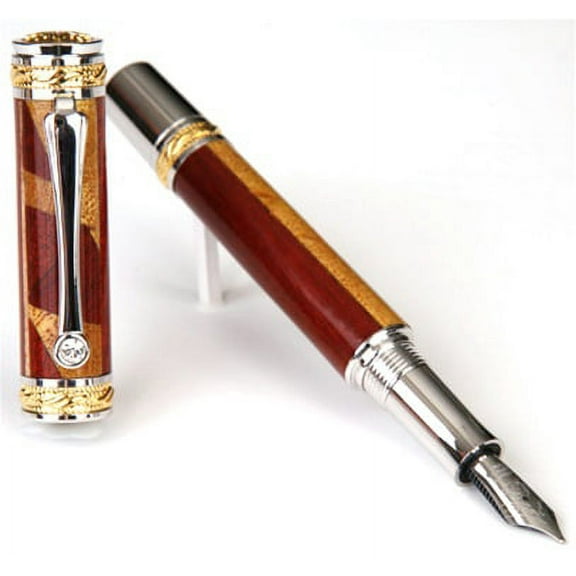 Majestic Fountain Pen - Yellow Heart with Bloodwood & Maple Inlays