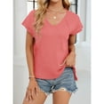 thumbnail image 3 of JIUKE Womens T Shirts Short Sleeve Scoop Neck Summer Tops Solid Color Soft Comfy Loose Fitted Plain Tees, 3 of 8