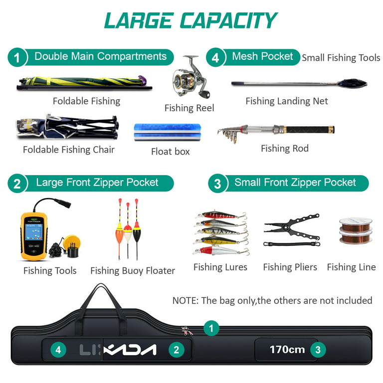 Lixada 150cm 3Layers Fishing Bag Folding Fishing Rod Reel Tackle Tool Bag l  R6F5