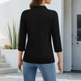 thumbnail image 4 of Women'S 3/4 Sleeve Collared Button Down Polo Shirts Golf Tee Casual Work T Shirts,Black 3Xl, 4 of 5