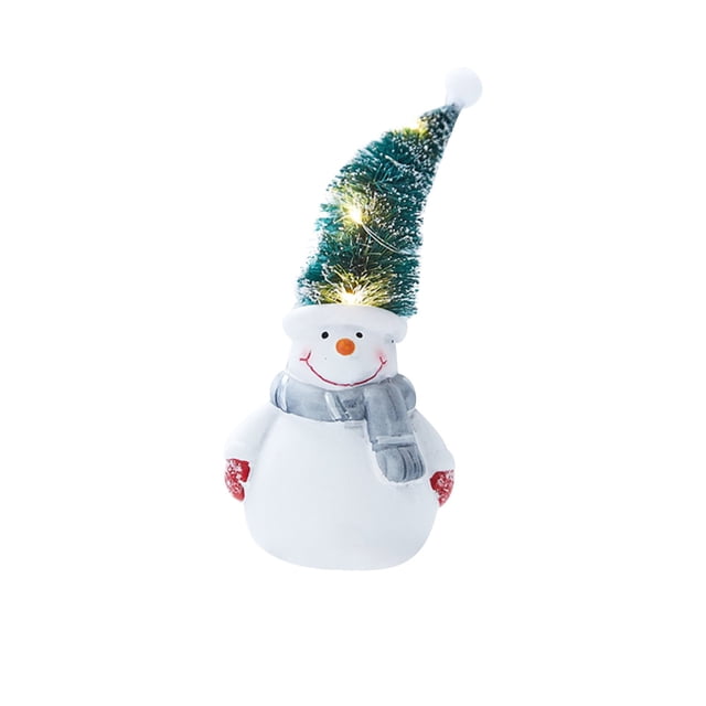 H Christmas Ceramic Santa And Snowman Figurine Set, Small Gift Decor For Tabletop Home And Office Holiday Decoration