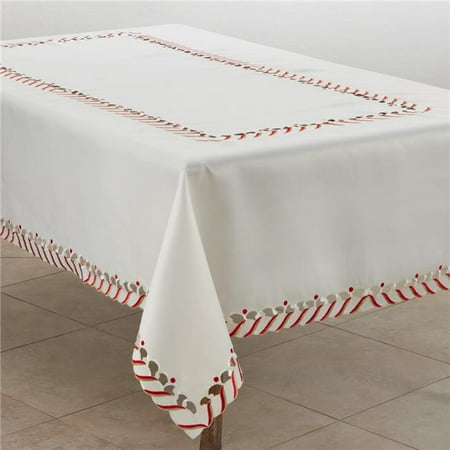 

Saro Lifestyle 1633.I6584B 65 x 84 in. Candy Cane Border Design Christmas Tablecloth Ivory