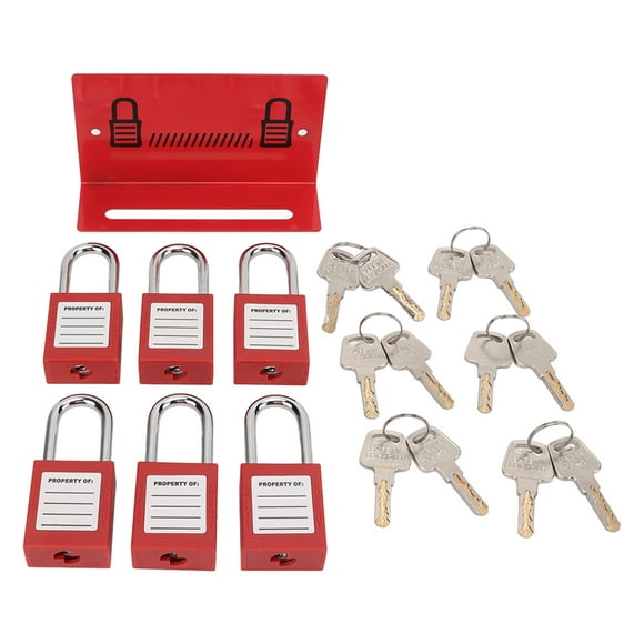 Cadenas de verrouillage de sécurité, cadenas de sécurité en acier allié 6 pièces cadenas de sécurité rouge avec 12 clés, support de verrouillage