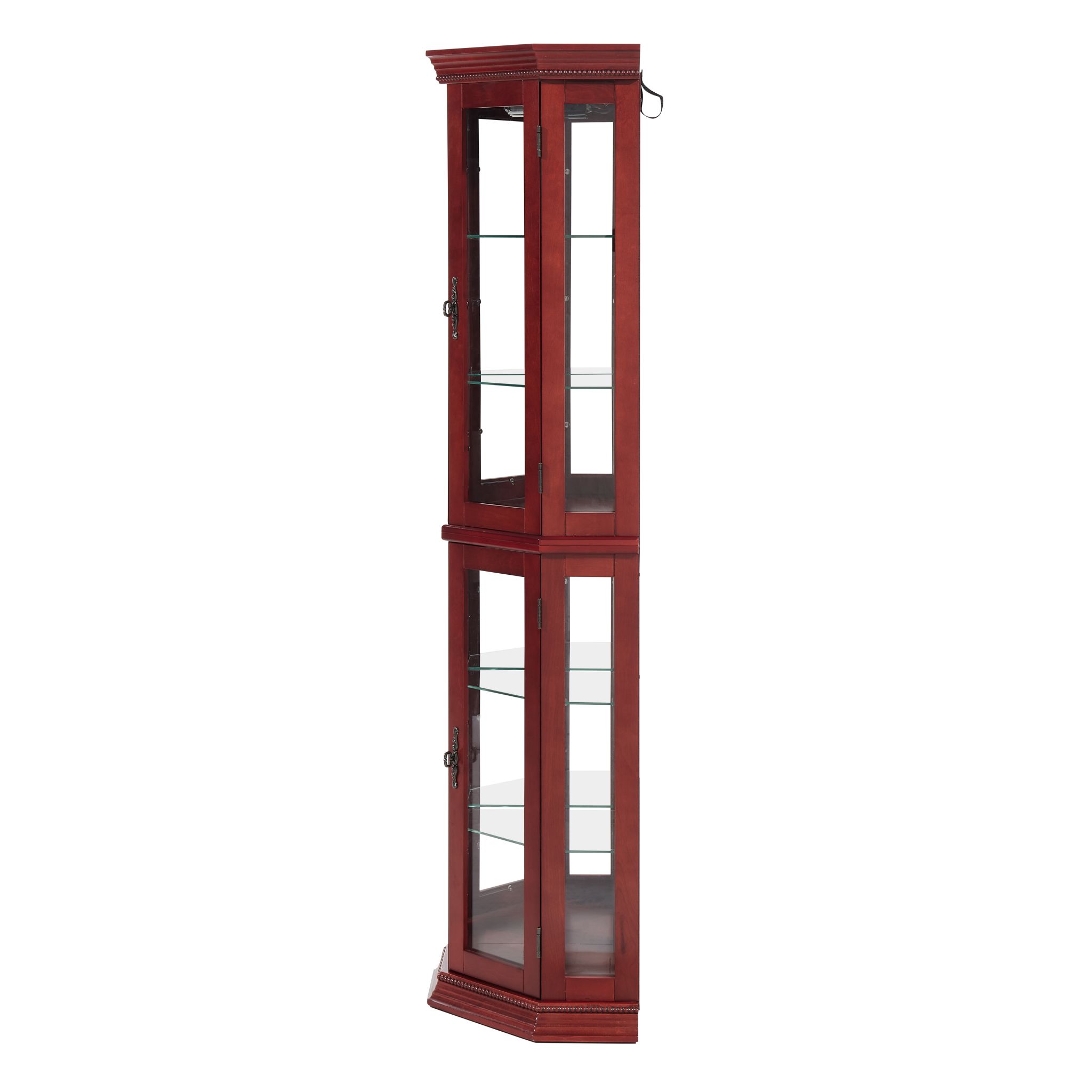 CKEASEAN Curio Cabinet 69" Lighted Glass Corner Cabinet, Vintage Display Cabinet with Adjustable Shelves
