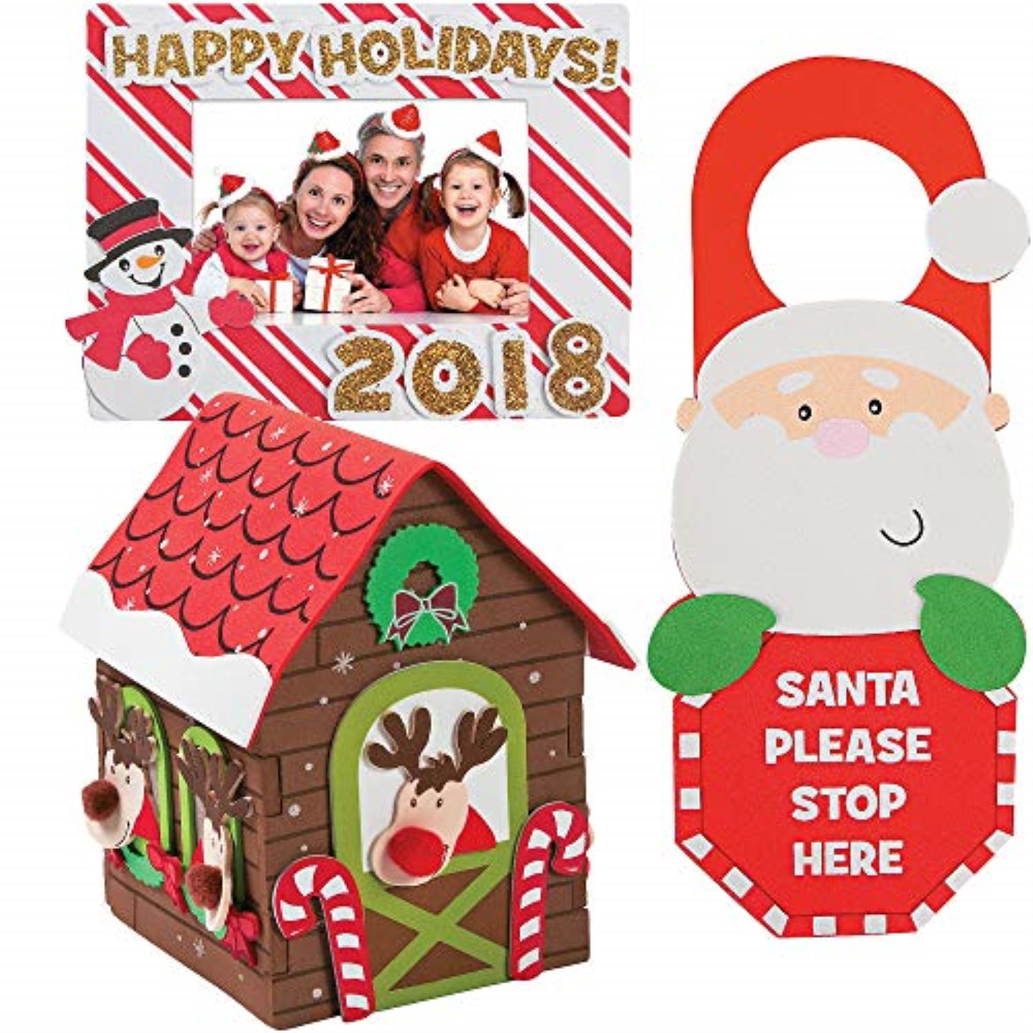 Download Holiday Craft Kit Diy 3d Reindeer Stable Foam House Happy Holidays Dated Picture Frame Magnet Santa Stop Here Doorknob Hanger Christmas Kids Boys Girls Family Activities Project Gift Yellowimages Mockups