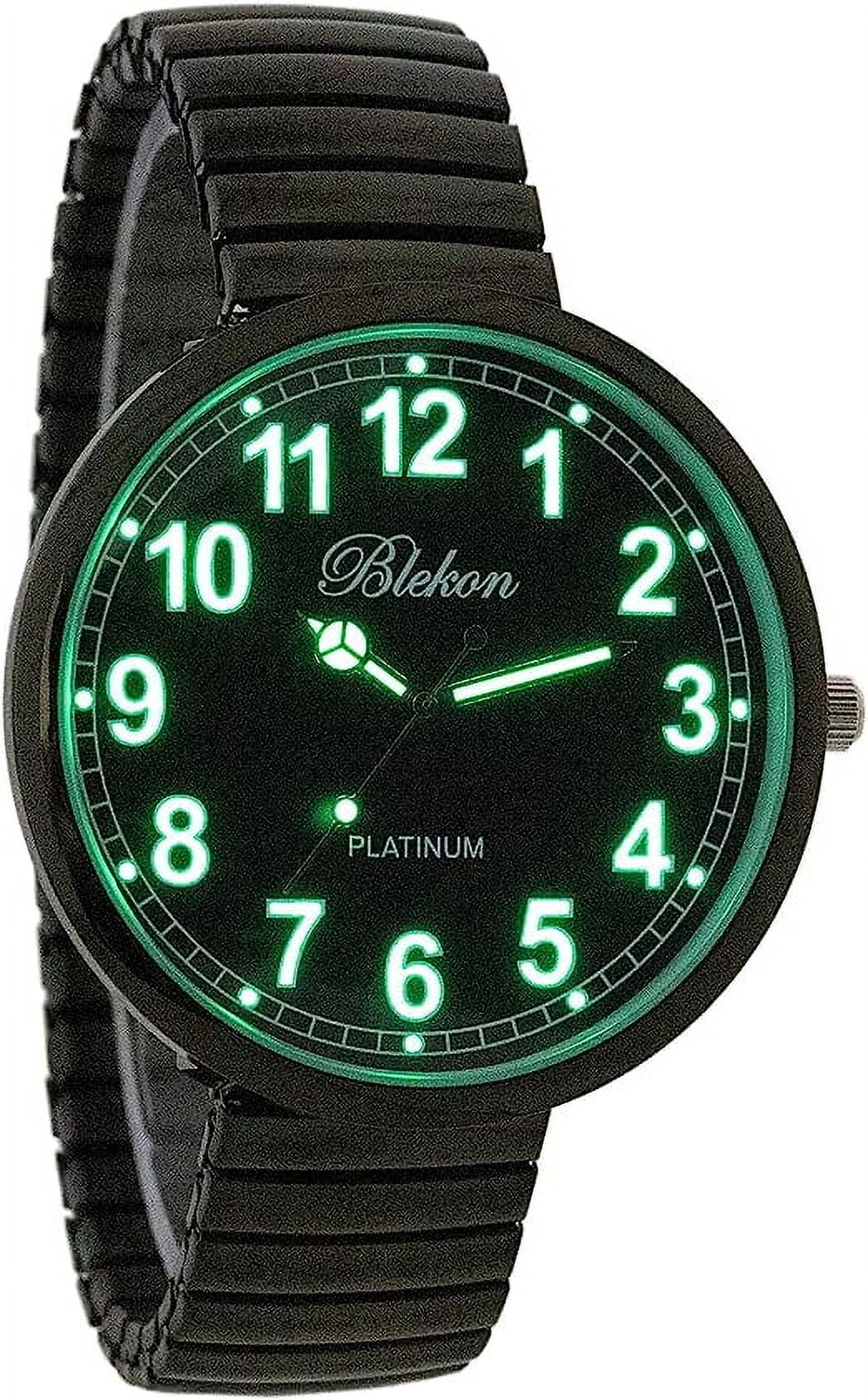 Blekon Collections Women’s Super Large Face Watch – Stretch Band, Luminous Hands & Numbers, Japanese PC21J Movement